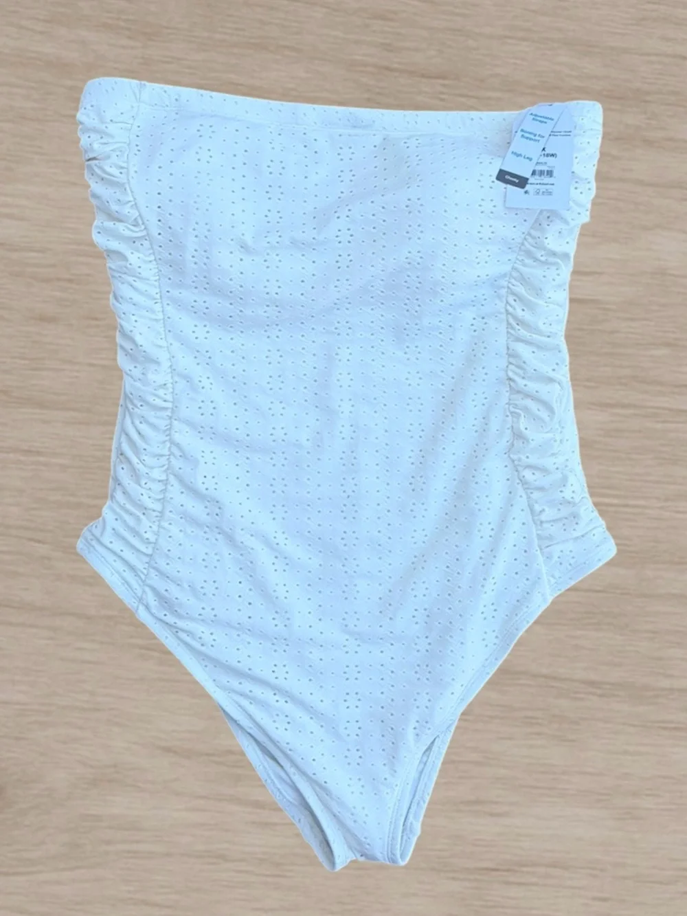 Time and Tru White Eyelet Bandeau Swimsuit, Size 1X, NWT